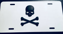 Load image into Gallery viewer, 3D Custom Made Full Skull Black On Red/Yellow/White/Black Aluminum License Plate.