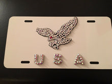 Load image into Gallery viewer, 3D Custom Hand Made USA With Crystal On Red License Plate/