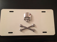 Load image into Gallery viewer, 3D Custom Made Full Skull Silver On Red/Yellow/White/Black Aluminium License Plate.